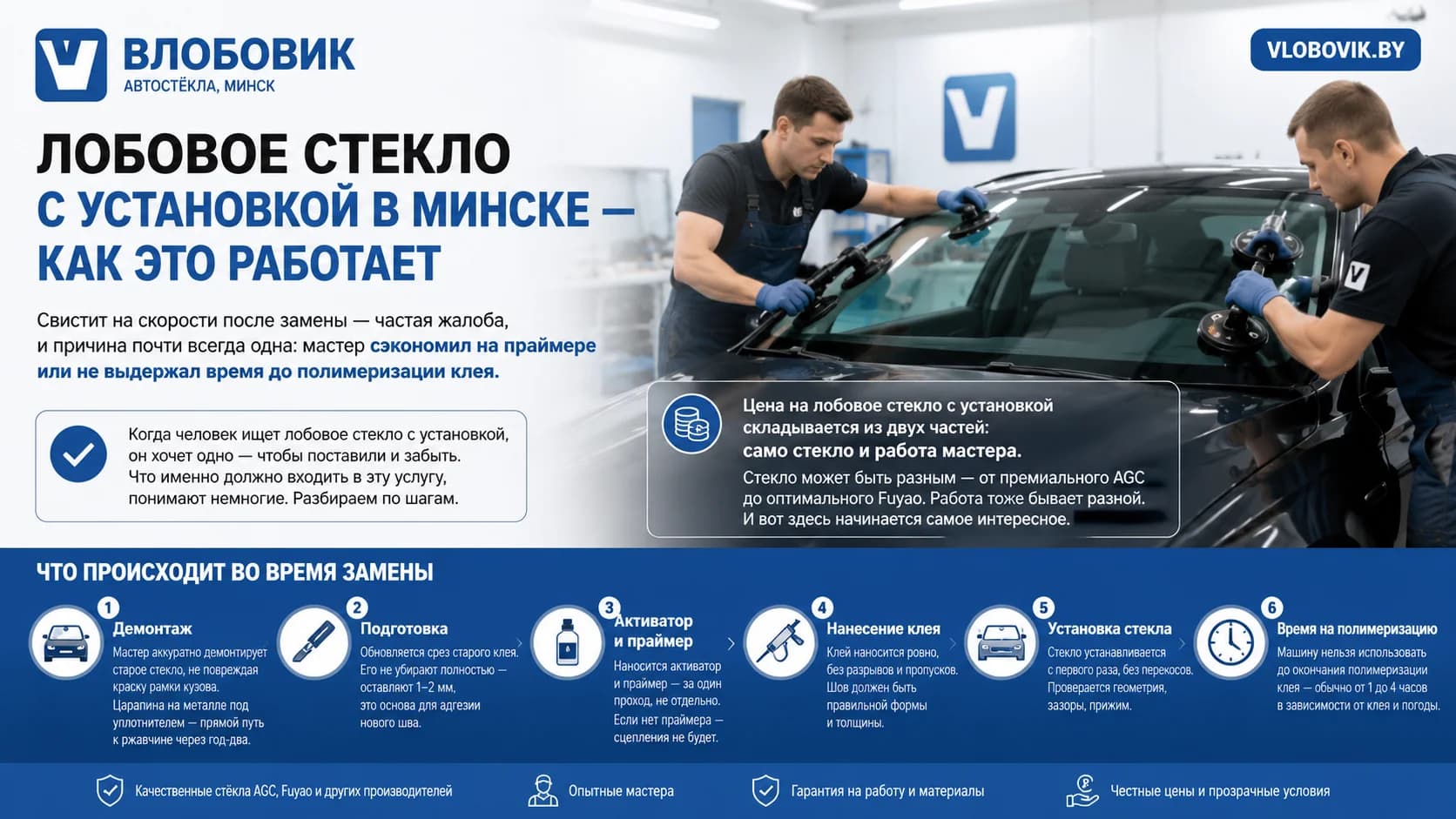Лобовое стекло с установкой в Минске — как это работает